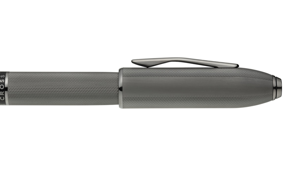 Gray pen on a white background