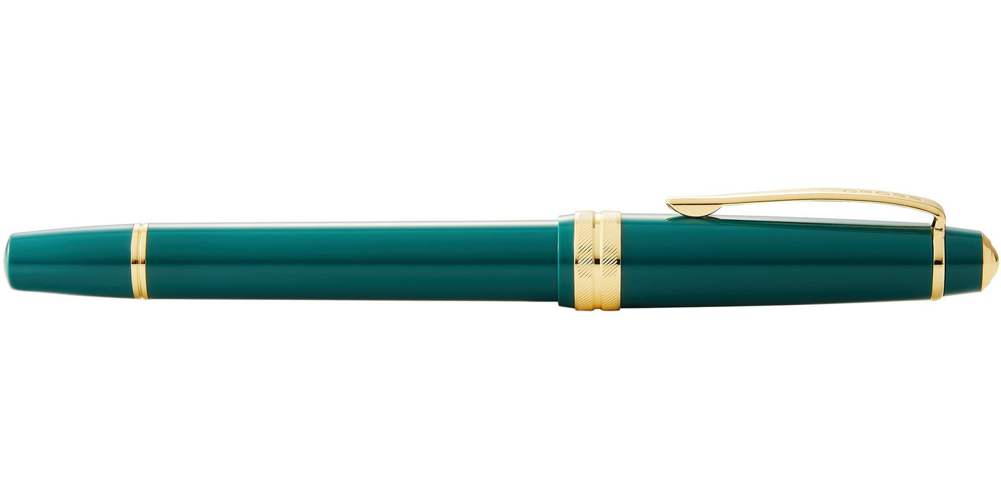 Bailey Light Polished Green Resin and Gold Tone Fountain Pen