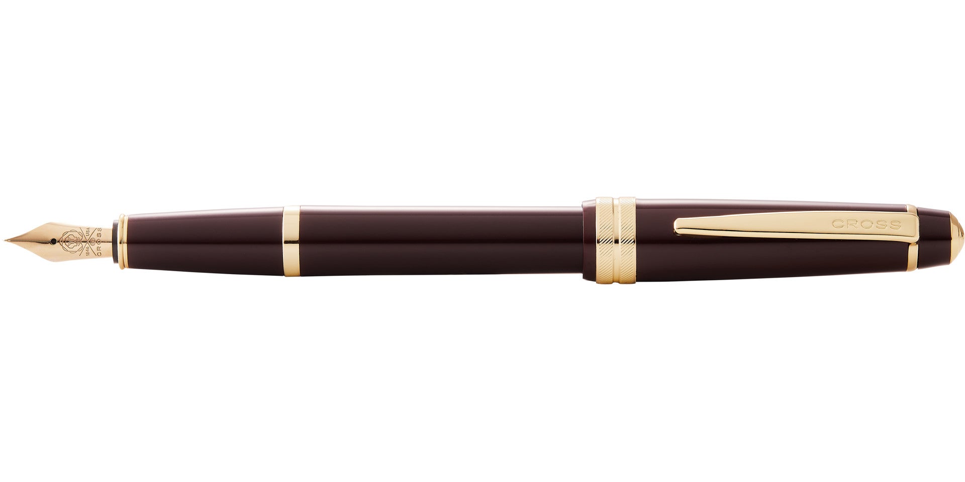 Bailey Light Polished Burgundy Resin and Gold Tone Fountain Pen