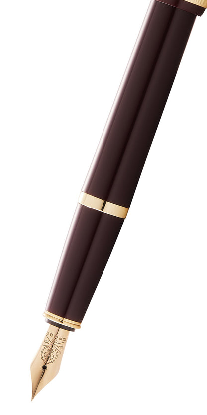 Bailey Light Polished Burgundy Resin and Gold Tone Fountain Pen