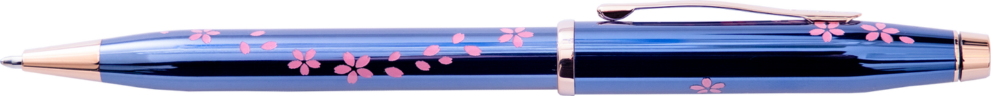 Century II Cherry Blossom Translucent Blue Lacquer with Polished Rose Gold PVD Appointments Ballpoint Pen