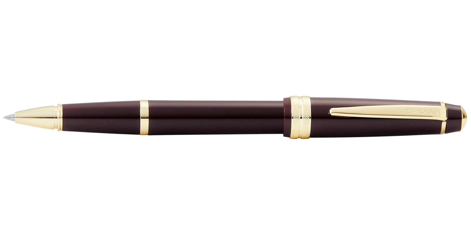 Bailey Light Polished Burgundy Resin and Gold Tone Rollerball Pen