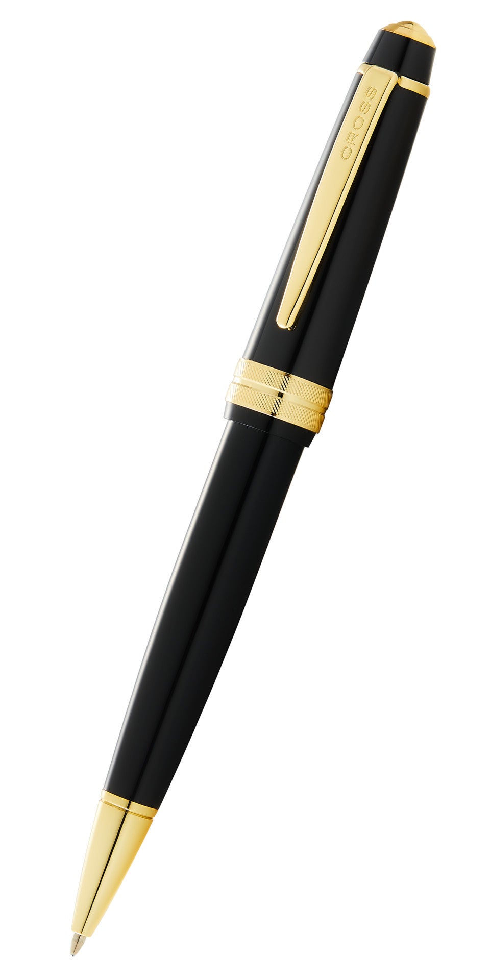 Bailey Light Polished Black Resin and Gold Tone Ballpoint Pen