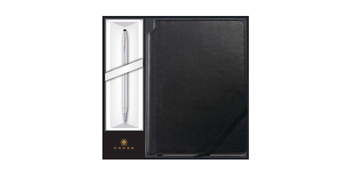 Classic Century Lustrous Chrome Ballpoint with Classic Black Journal Gift Set