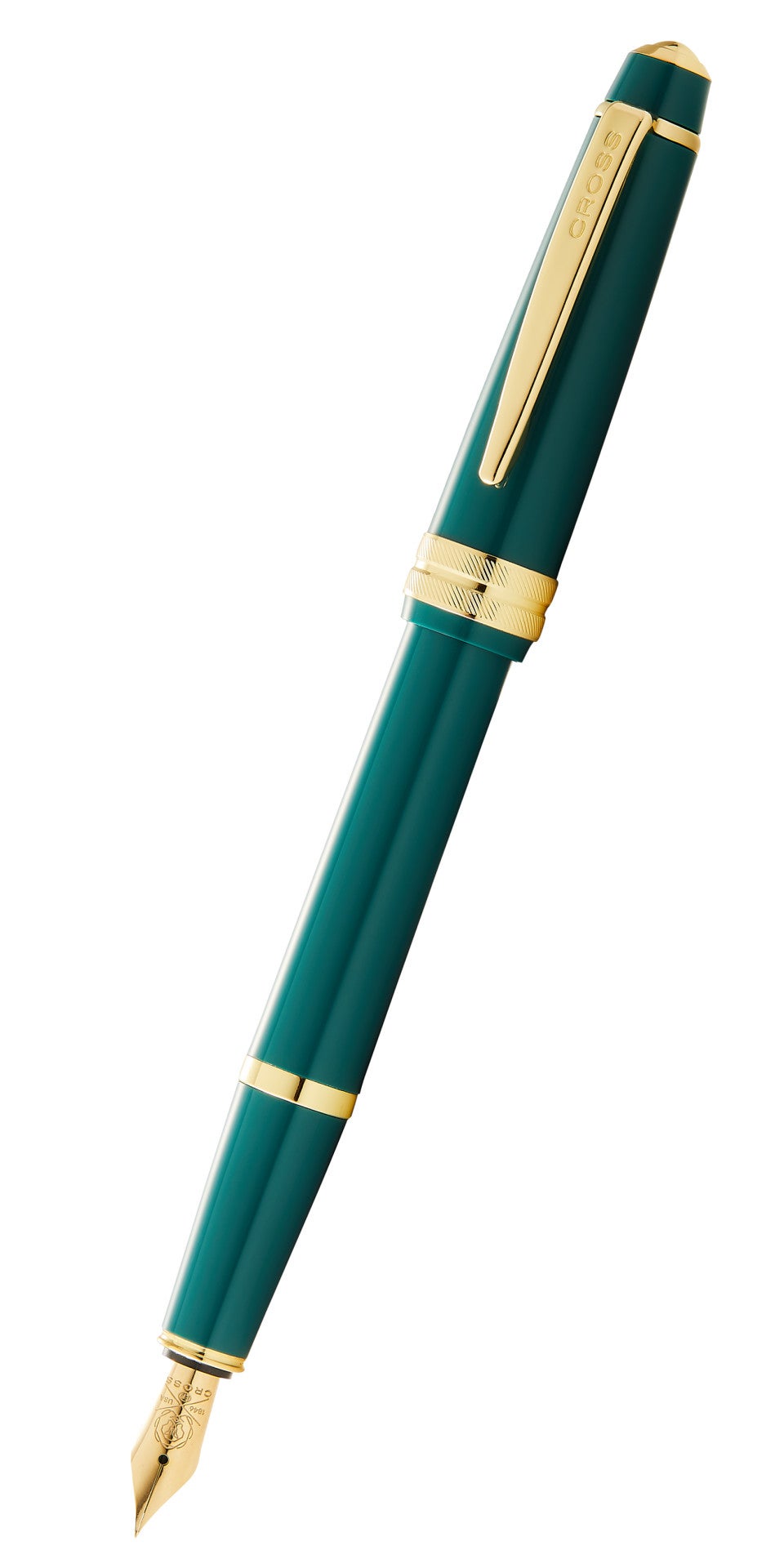 Bailey Light Polished Green Resin and Gold Tone Fountain Pen