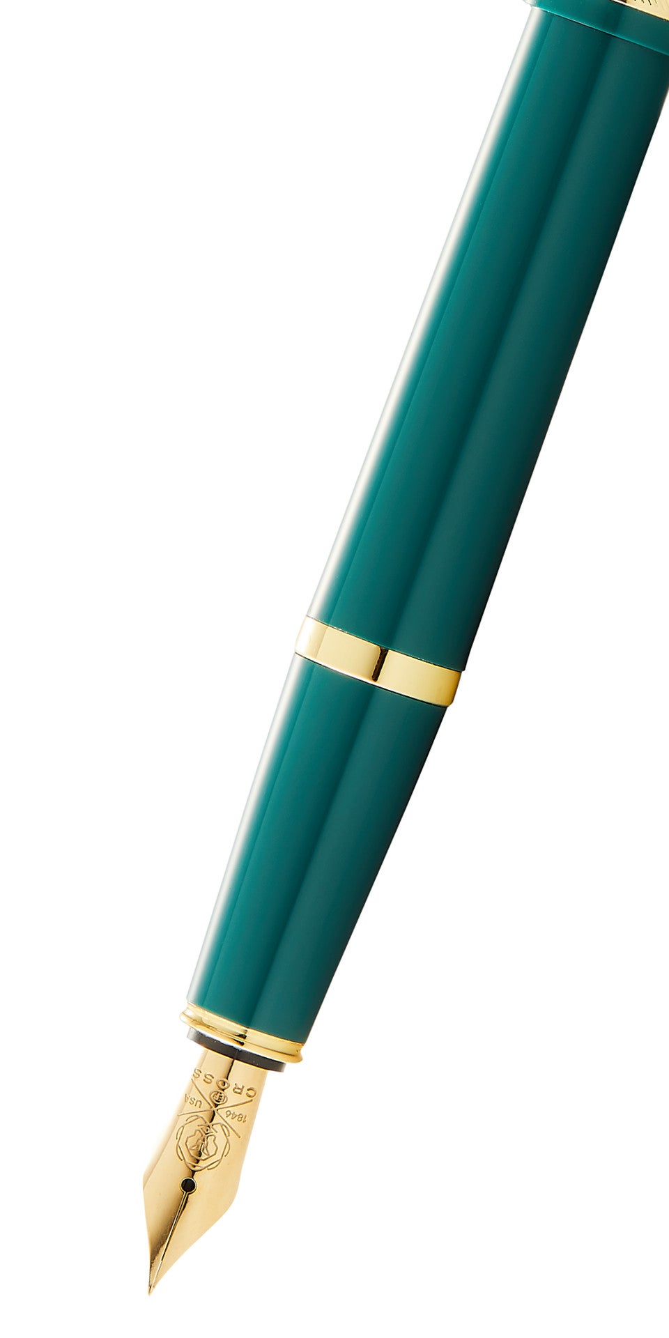 Bailey Light Polished Green Resin and Gold Tone Fountain Pen