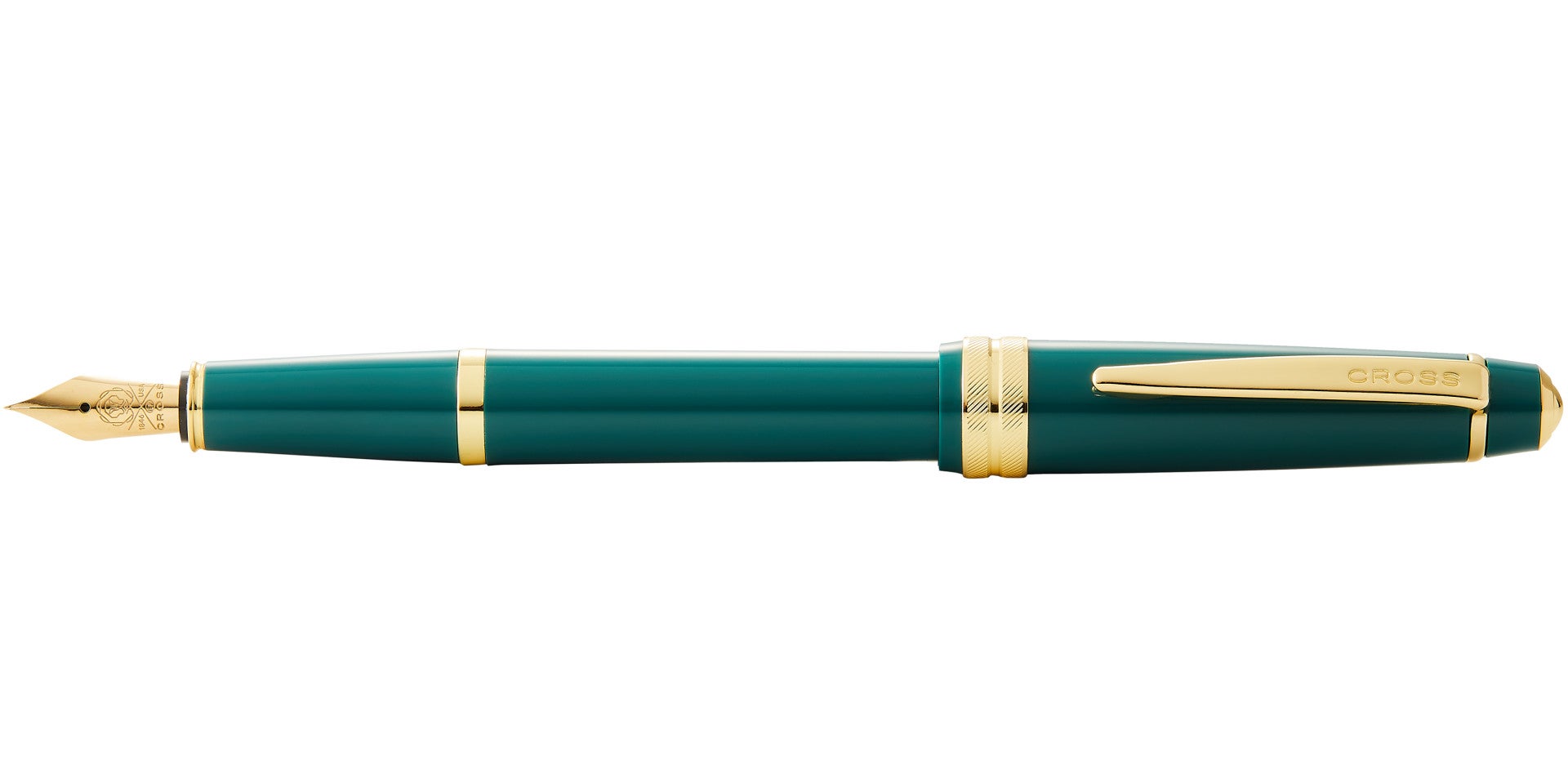 Bailey Light Polished Green Resin and Gold Tone Fountain Pen