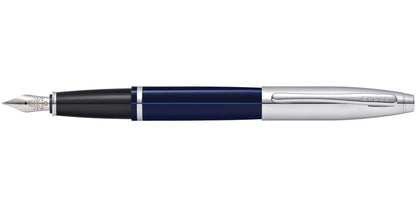 Calais Chrome and Blue Lacquer Fountain Pen