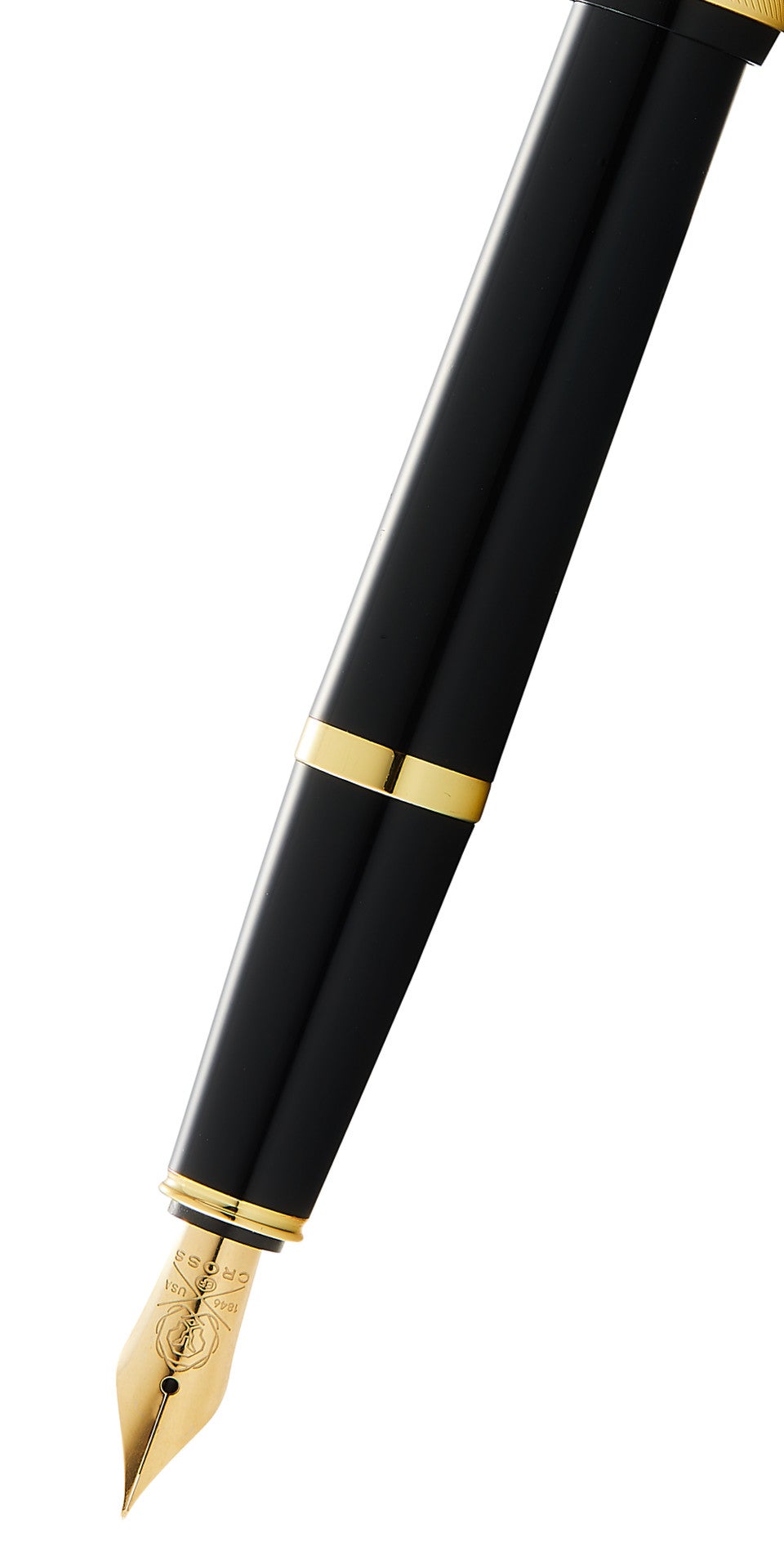 Bailey Light Polished Black Resin and Gold Tone Fountain Pen