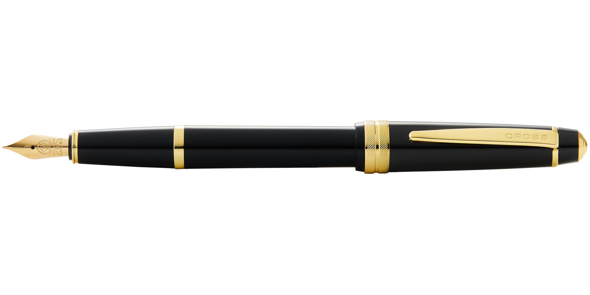 Bailey Light Polished Black Resin and Gold Tone Fountain Pen