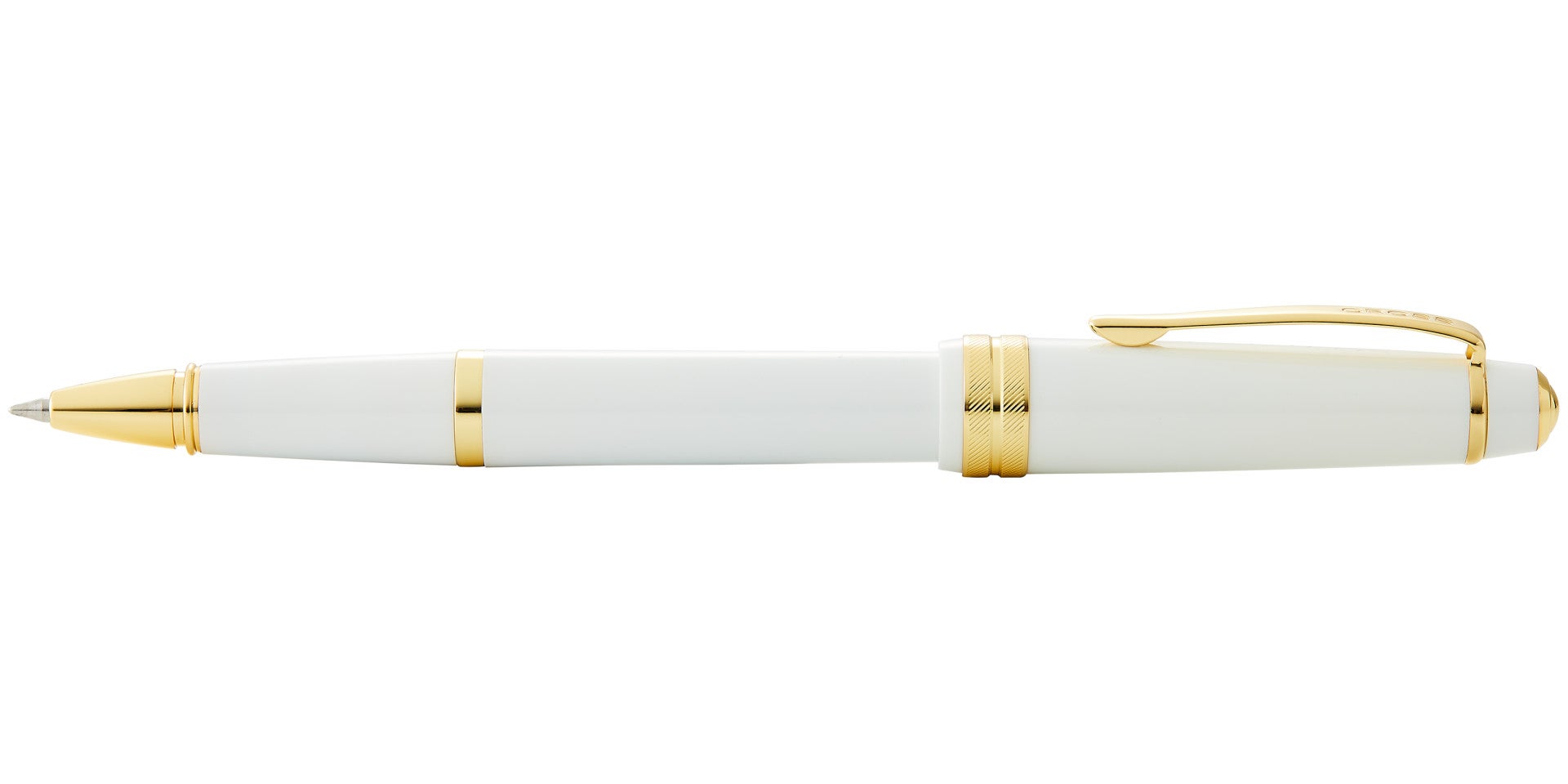 Bailey Light Polished White Resin and Gold Tone Rollerball Pen