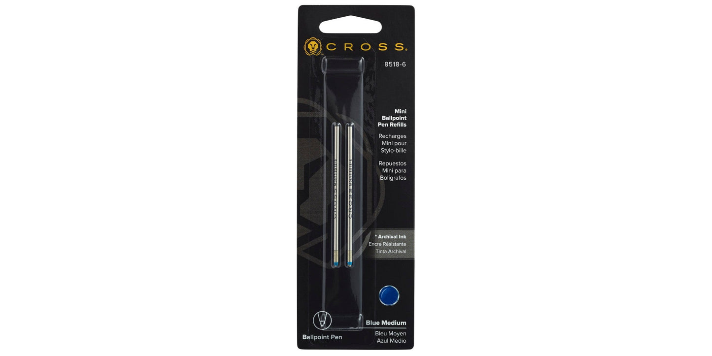 Mini Ballpoint Pen Refill - Blue - Medium - Dual Pack