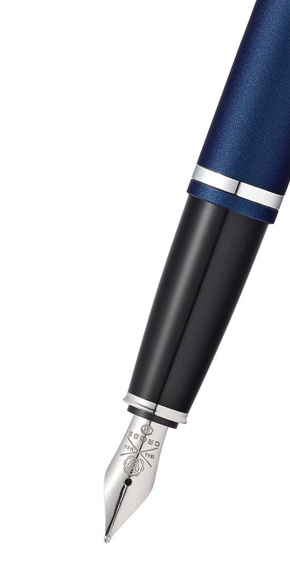 Calais Matte Metallic Midnight Blue Fountain Pen with Stainless Steel Nib