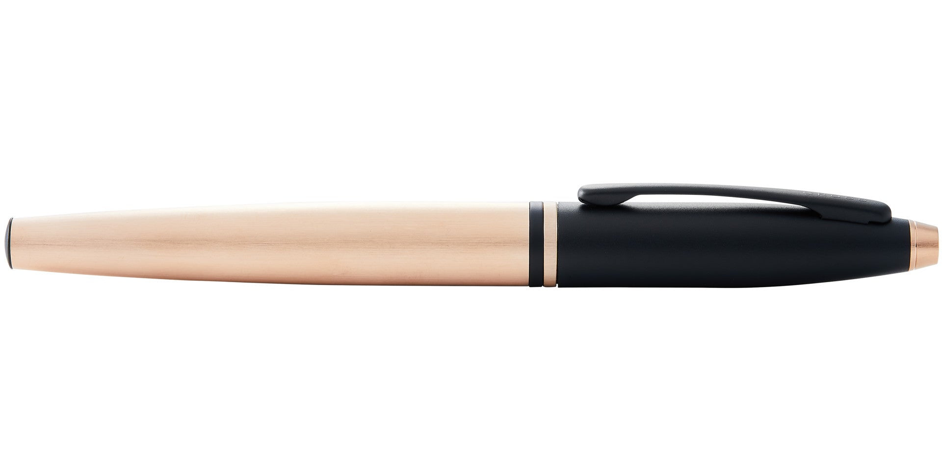 Calais Brushed Rose Gold Plate and Black Lacquer Rollerball Pen