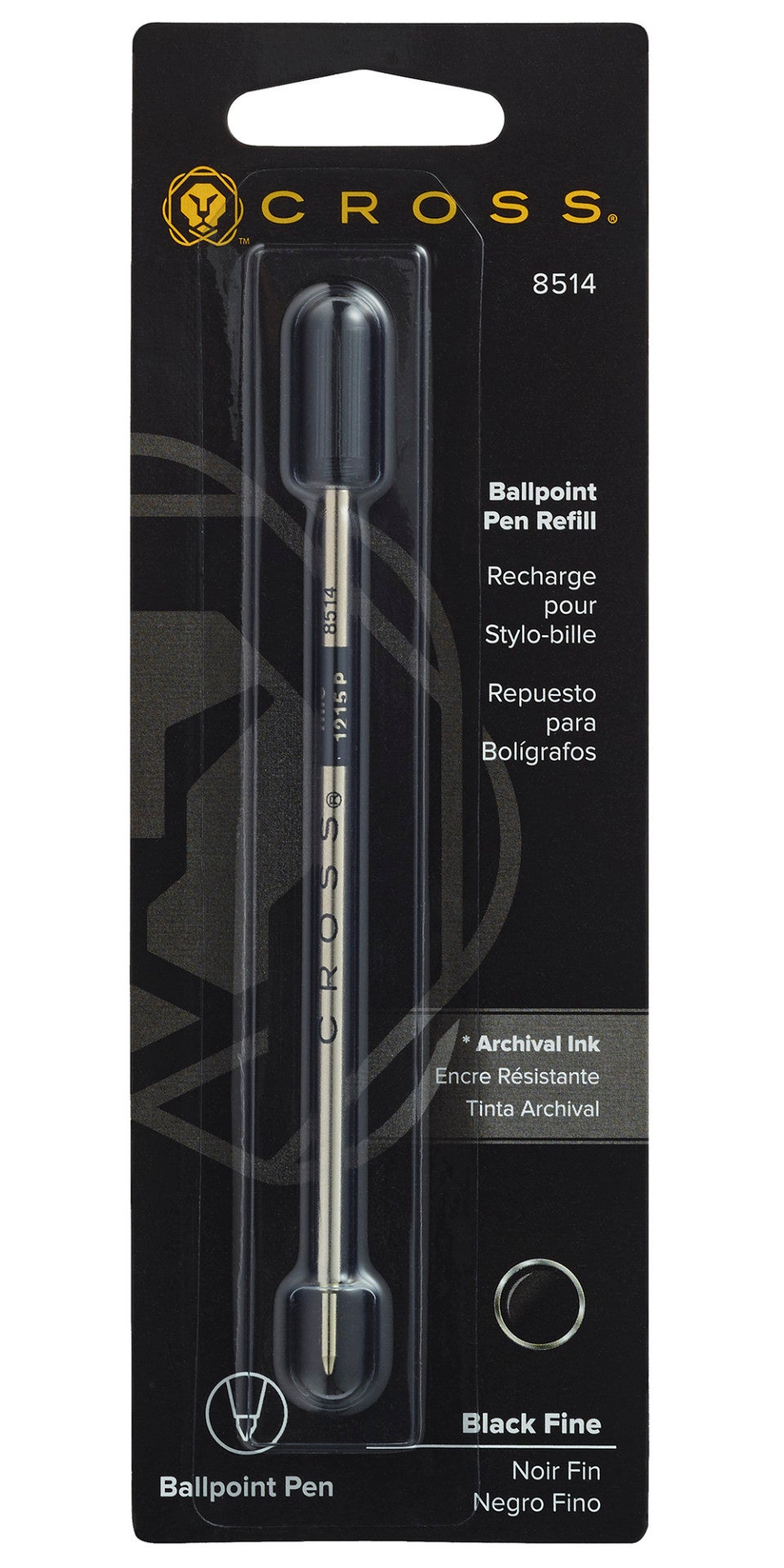 Ballpoint Pen Refill - Black - Fine - Packaged One Per Card