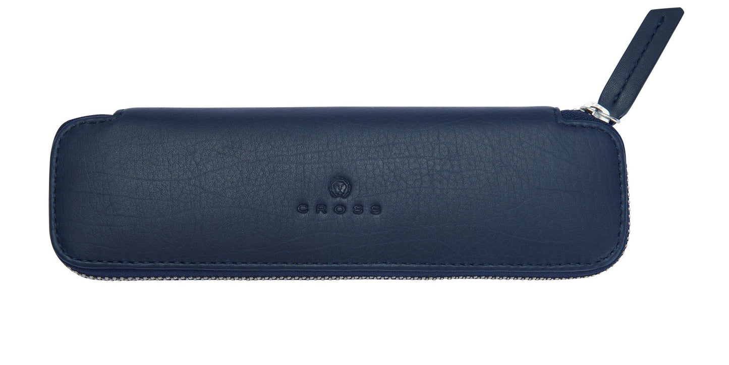 Midnight Blue Leather Double Pen Case