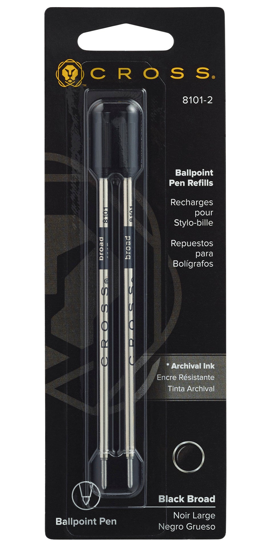 Ballpoint Pen Refill - Black - Broad - 2-pack