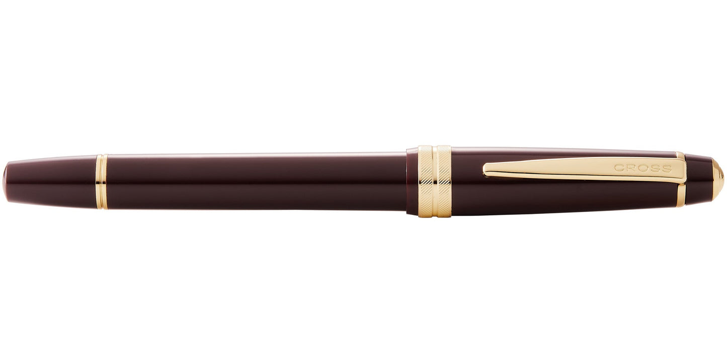 Bailey Light Polished Burgundy Resin and Gold Tone Fountain Pen