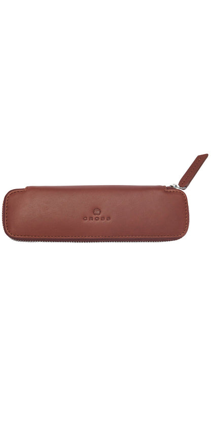 Tan Leather Double Pen Case