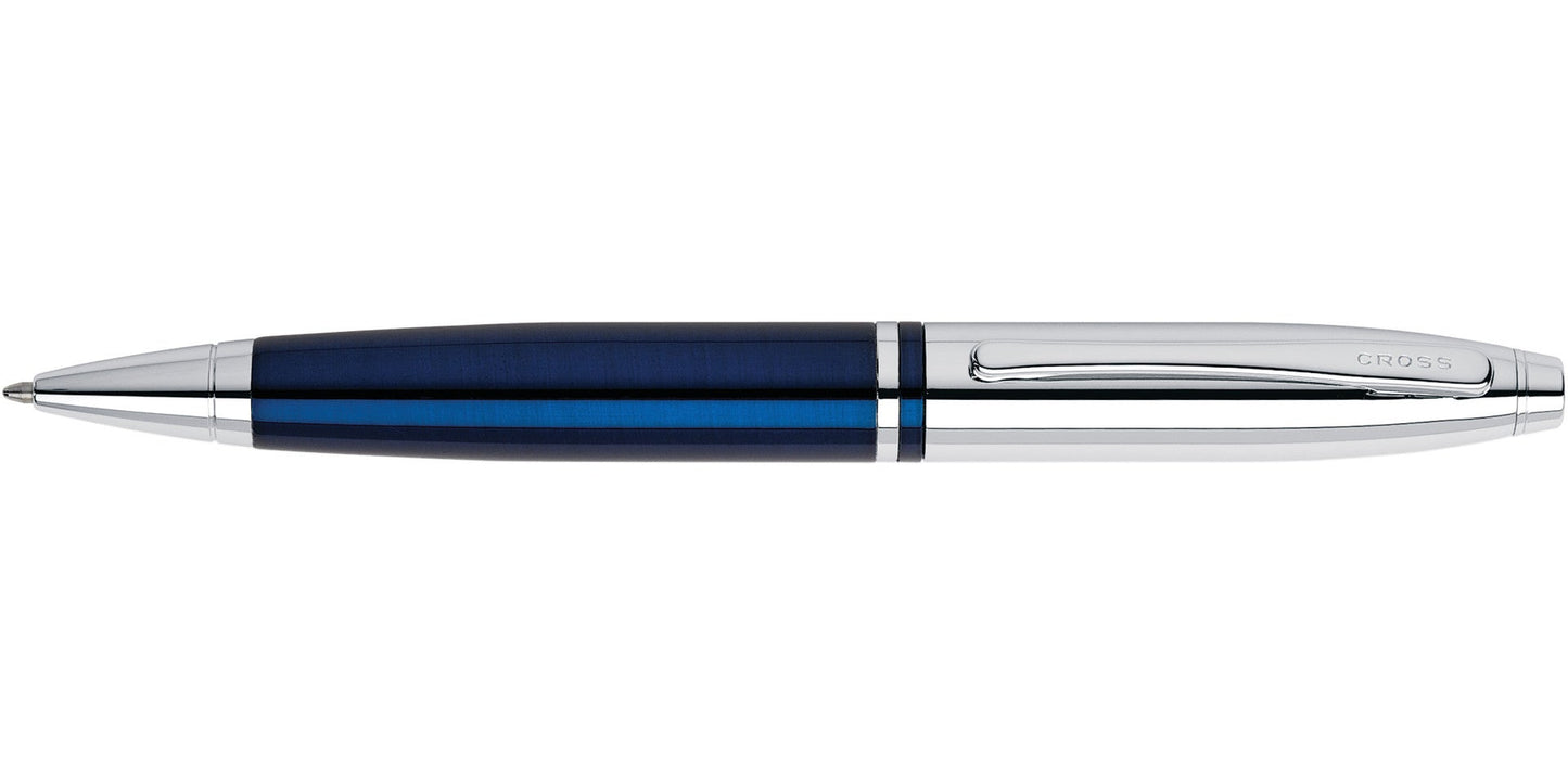 Calais Chrome & Blue Lacquer Ballpoint Pen