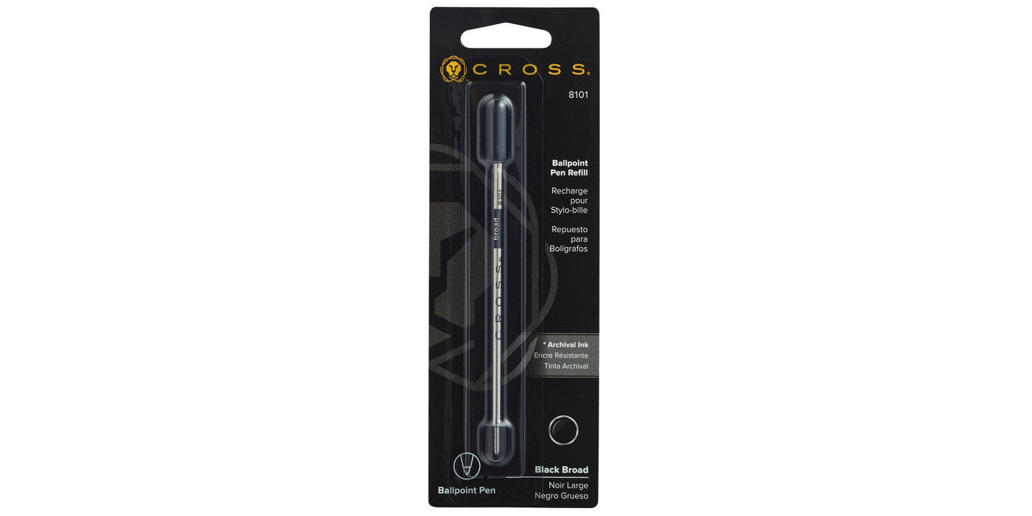 Ballpoint Pen Refill - Black - Broad - Packaged One Per Card