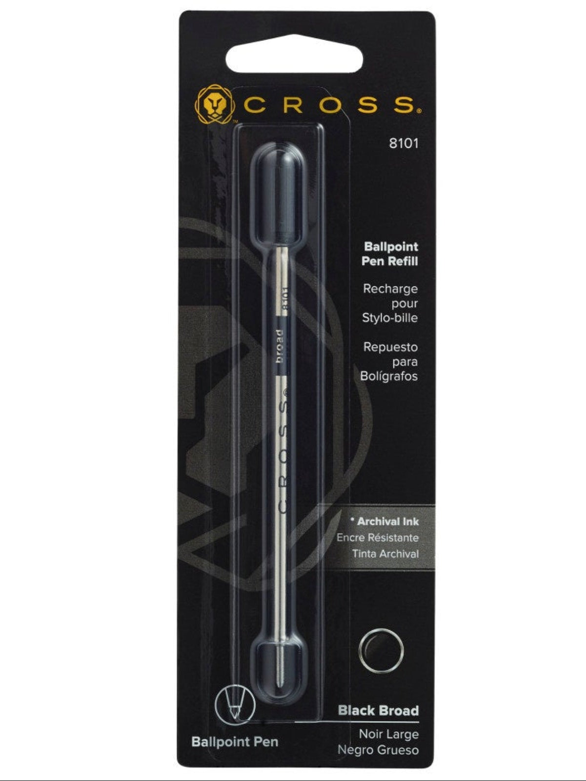 Ballpoint Pen Refill - Black - Broad - Packaged One Per Card