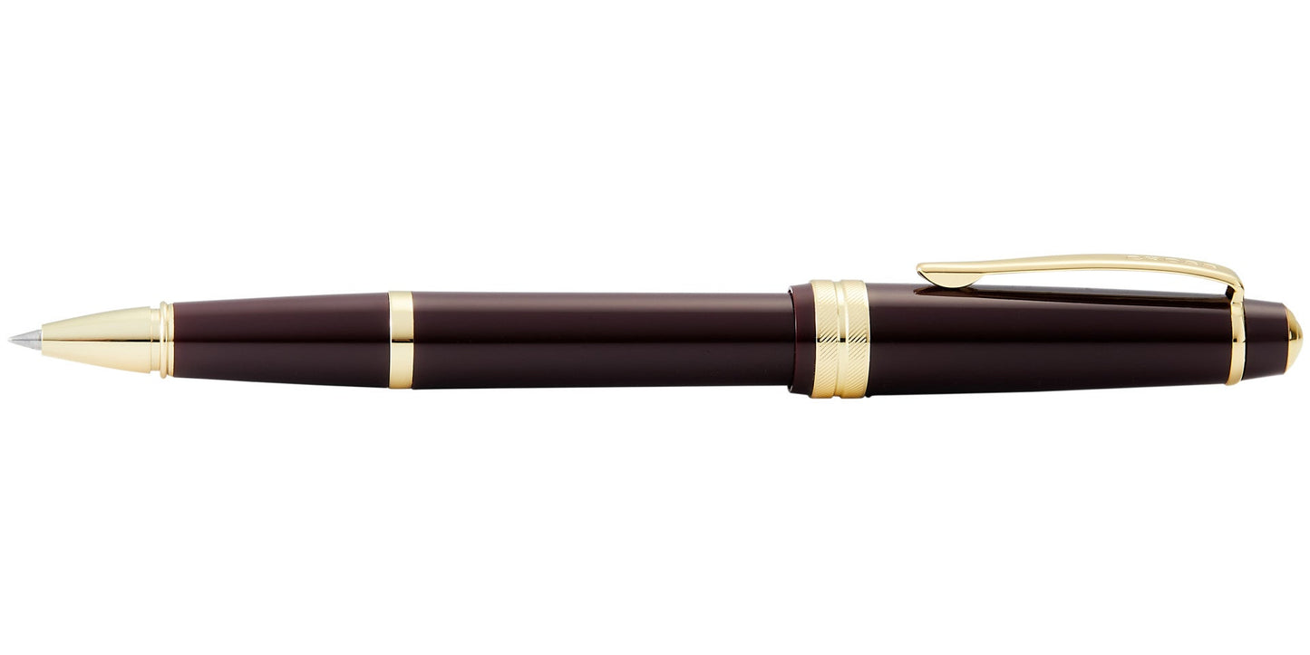 Bailey Light Polished Burgundy Resin and Gold Tone Rollerball Pen