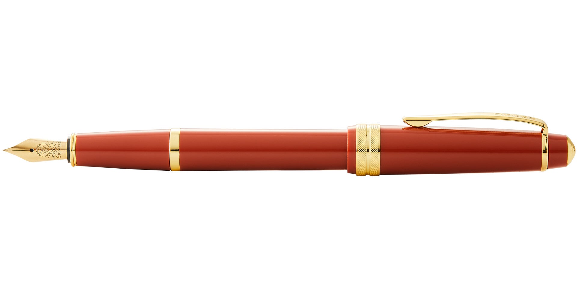 Bailey Light Polished Amber Resin and Gold Tone Fountain Pen