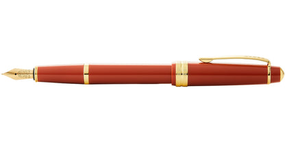 Bailey Light Polished Amber Resin and Gold Tone Fountain Pen