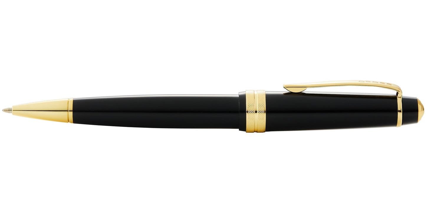 Bailey Light Polished Black Resin and Gold Tone Ballpoint Pen