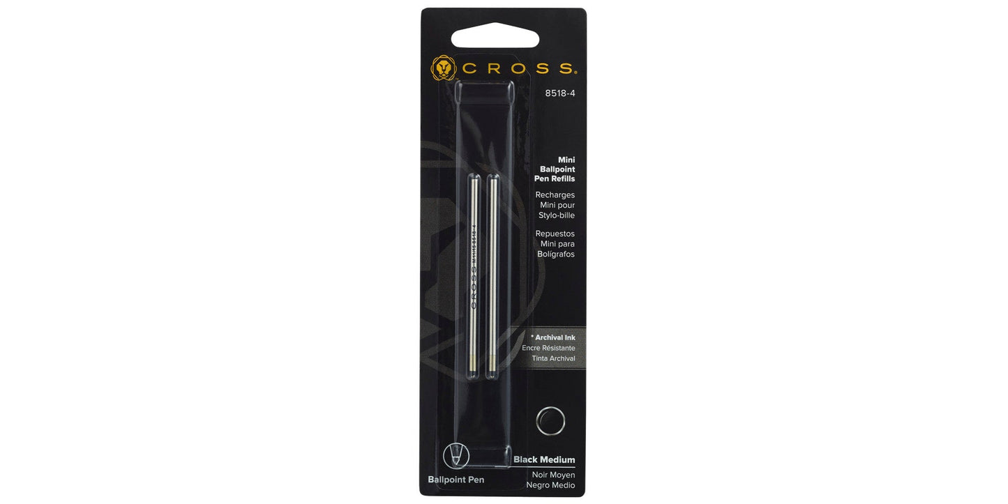 Mini Ballpoint Pen Refill - Black - Medium - Dual Pack