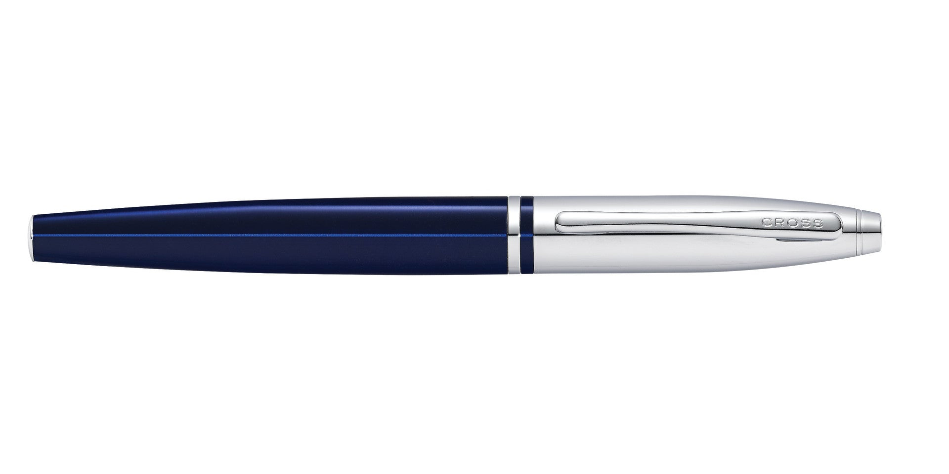 Calais Chrome and Blue Lacquer Fountain Pen