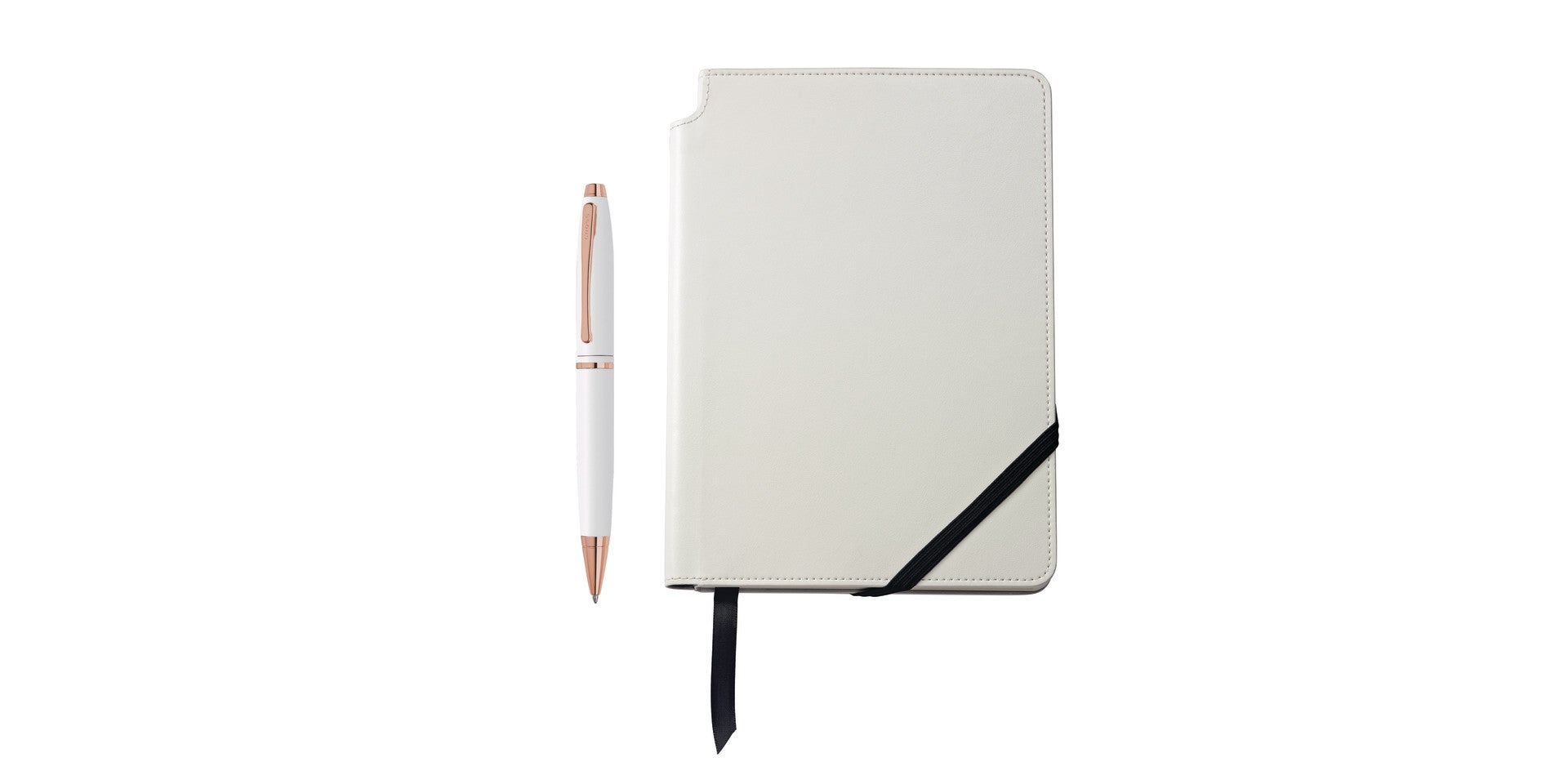 Calais Pearlescent White Lacquer Ballpoint and White Journal Gift Set