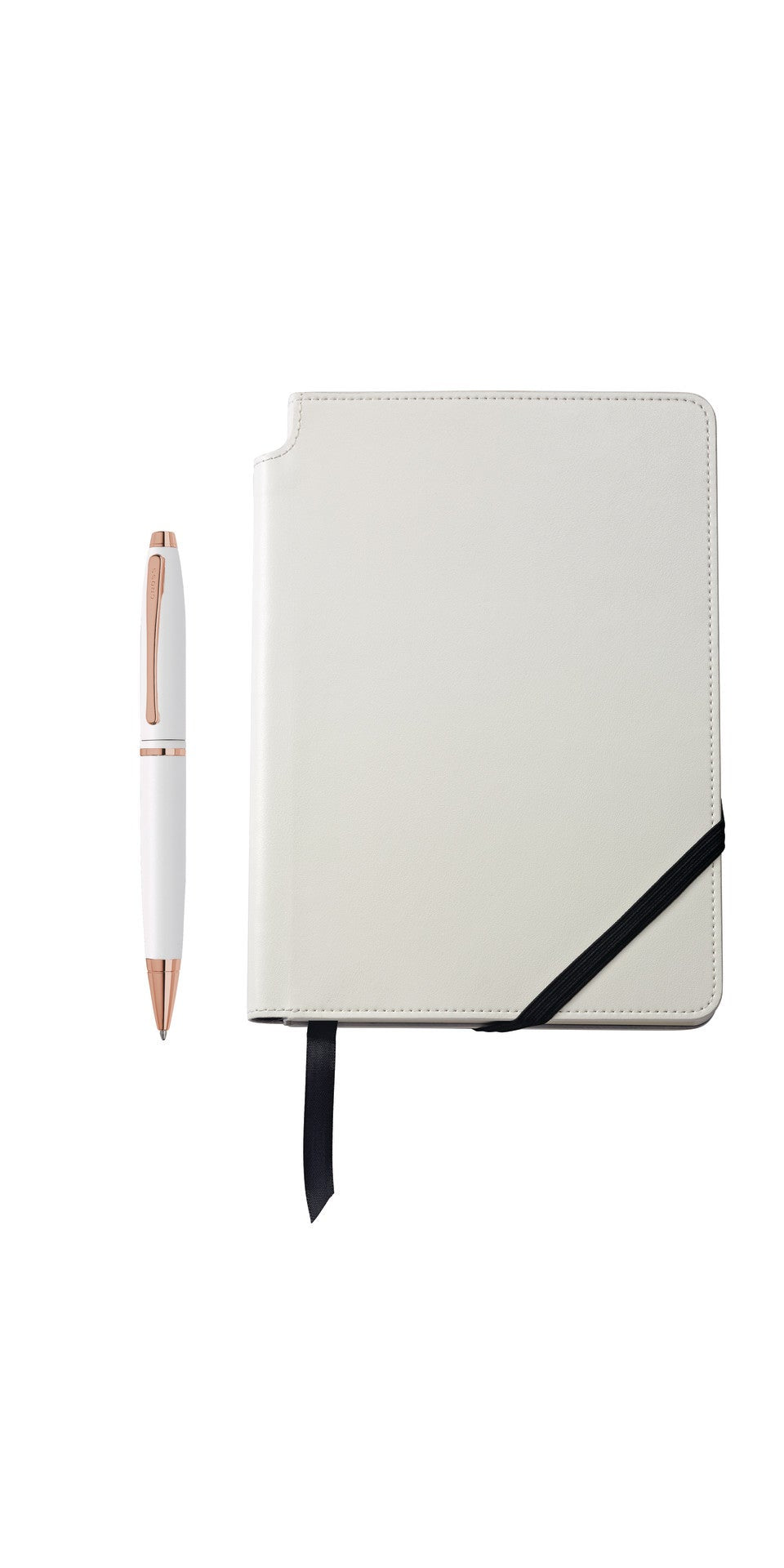 Calais Pearlescent White Lacquer Ballpoint and White Journal Gift Set