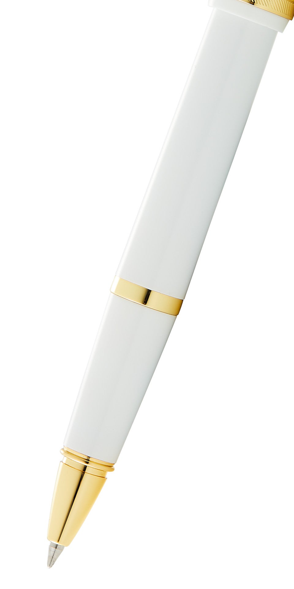 Bailey Light Polished White Resin and Gold Tone Rollerball Pen