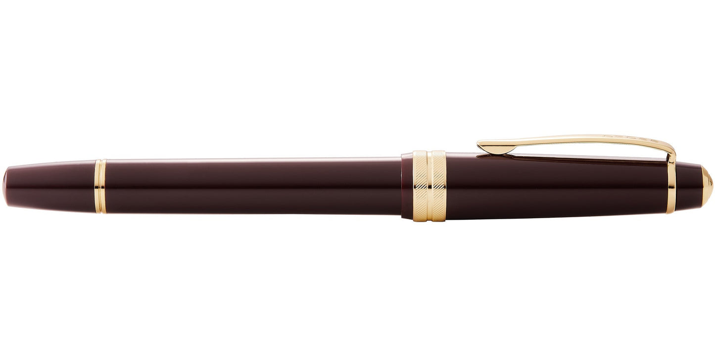 Bailey Light Polished Burgundy Resin and Gold Tone Fountain Pen