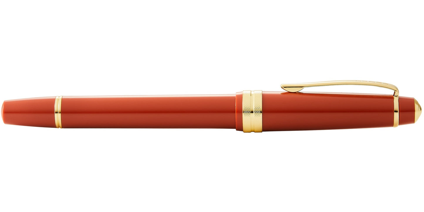 Bailey Light Polished Amber Resin and Gold Tone Fountain Pen