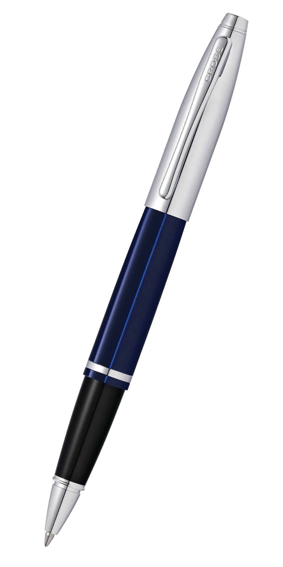 Calais Chrome & Blue Lacquer Rollerball Pen