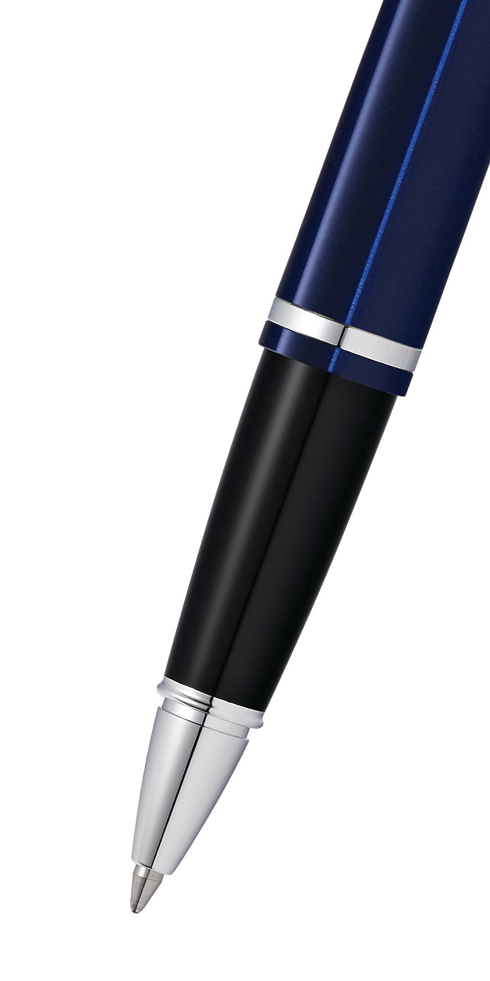 Calais Chrome & Blue Lacquer Rollerball Pen