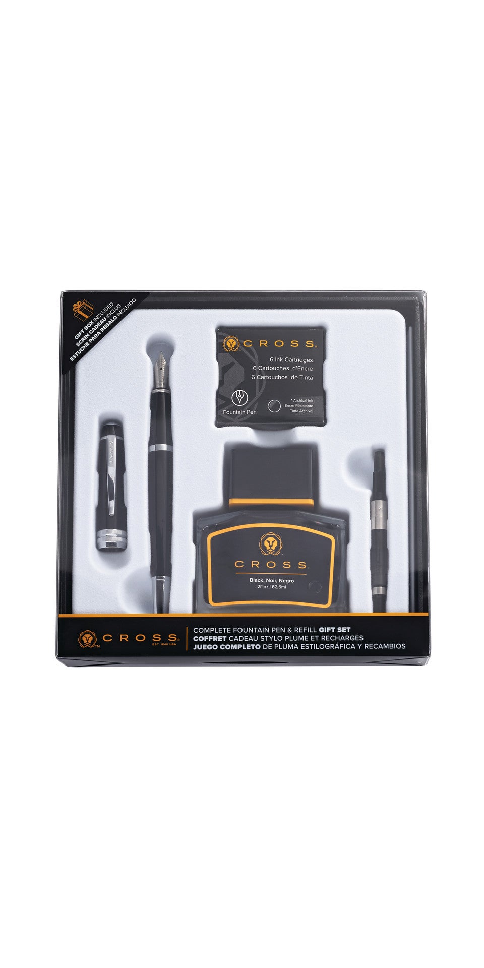Bailey Black Lacquer Fountain Pen Gift Set