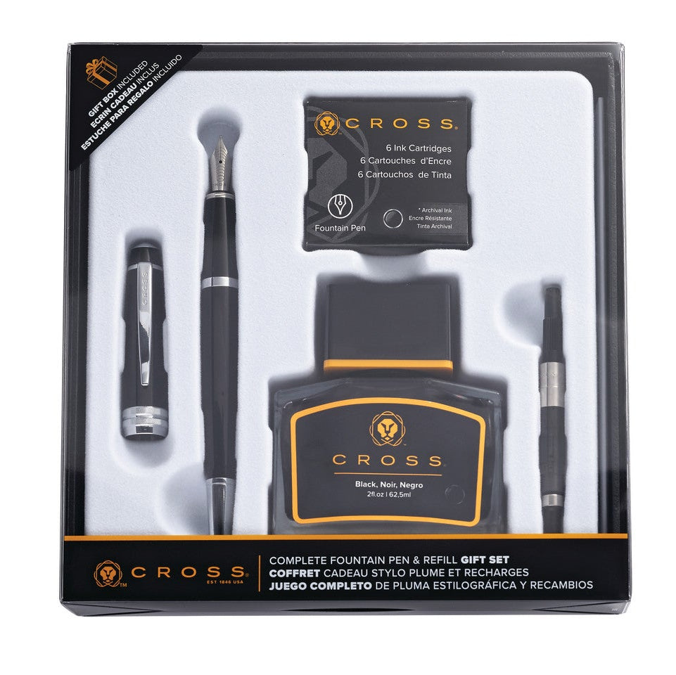 Bailey Black Lacquer Fountain Pen Gift Set