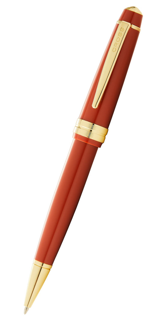 Bailey Light Polished Amber Resin and Gold Tone Ballpoint Pen