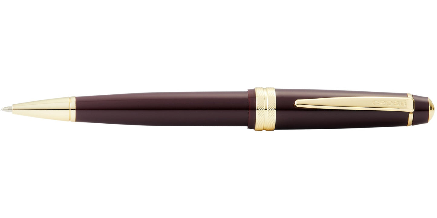 Bailey Light Polished Burgundy Resin and Gold Tone Ballpoint Pen