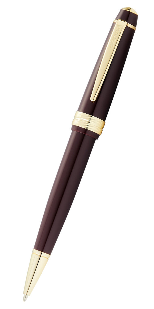 Bailey Light Polished Burgundy Resin and Gold Tone Ballpoint Pen