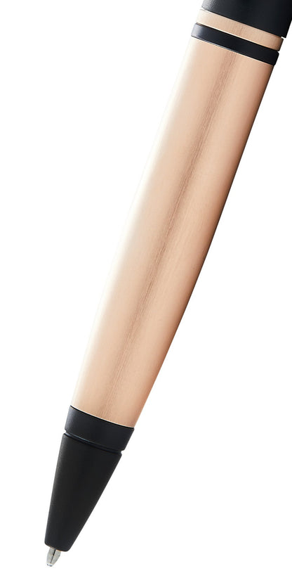 Calais Brushed Rose Gold Plate and Black Lacquer Ballpoint Pen