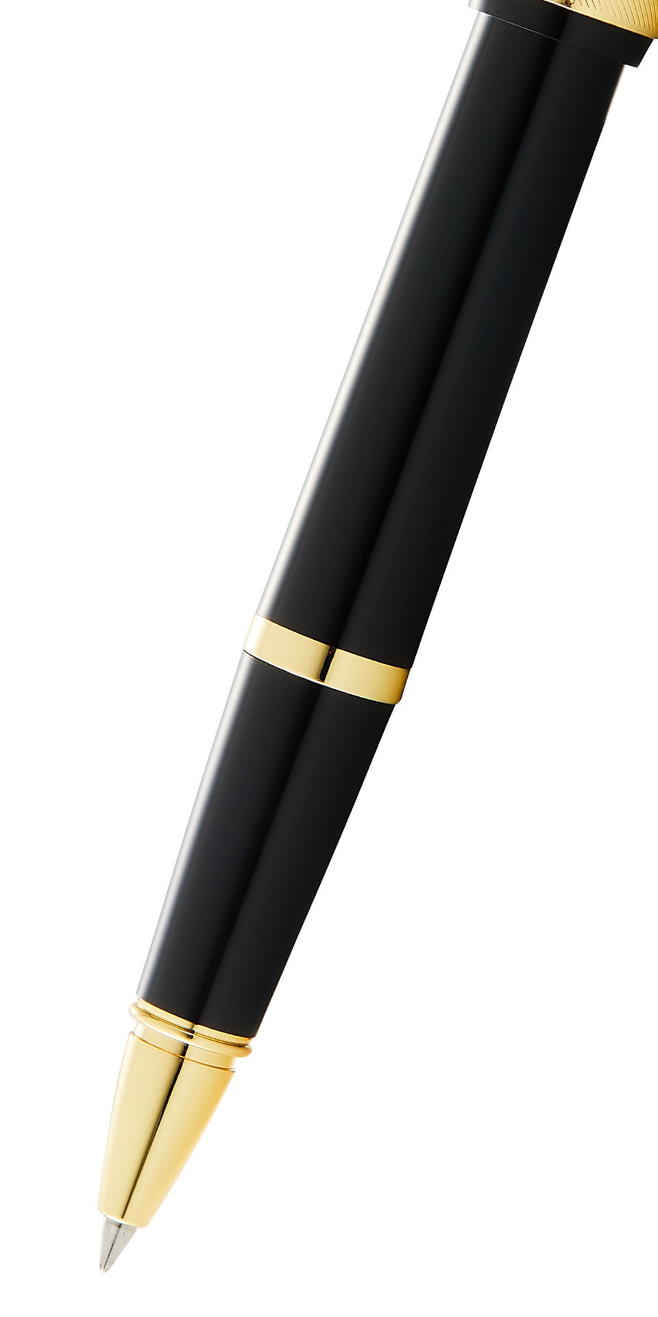 Bailey Light Polished Black Resin and Gold Tone Rollerball Pen