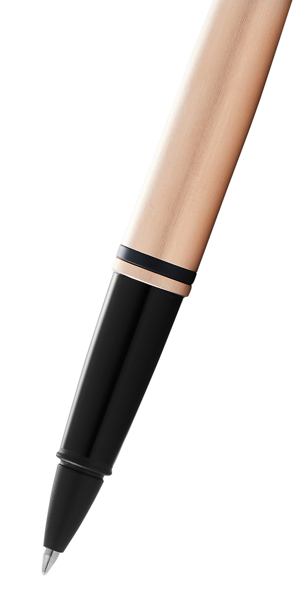 Calais Brushed Rose Gold Plate and Black Lacquer Rollerball Pen