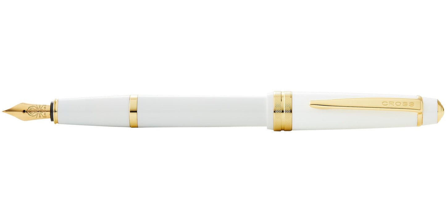 Bailey Light Polished White Resin and Gold Tone Fountain Pen