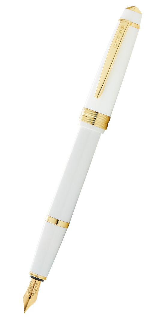 Bailey Light Polished White Resin and Gold Tone Fountain Pen