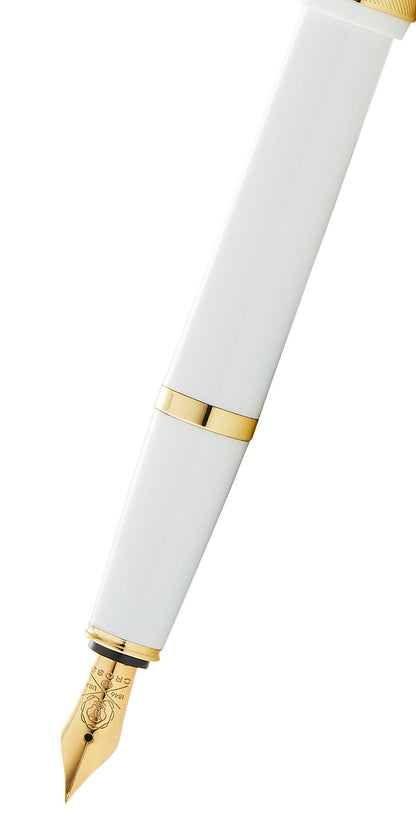 Bailey Light Polished White Resin and Gold Tone Fountain Pen